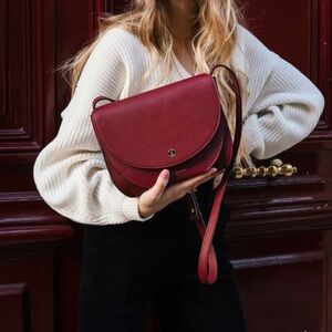 Fleuron Burgundy Magnolia Shoulder Bag
